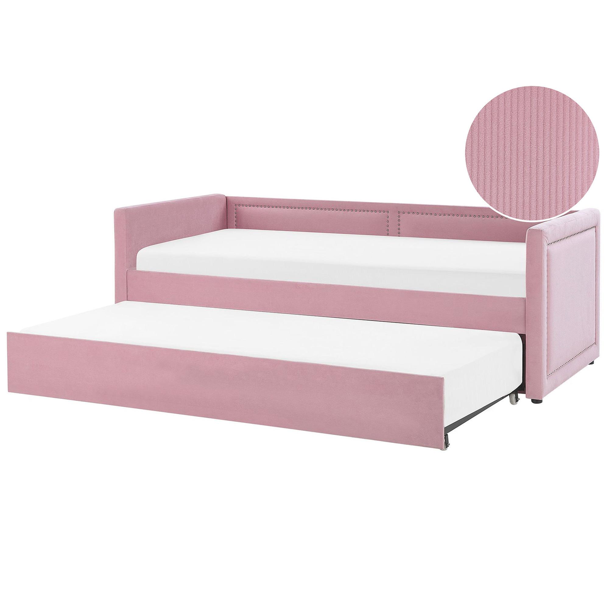 TAGESBETT 90/200cm Rosa Mimizan - Pink, Naturmaterialien/Textil (90/200cm) - Beliani