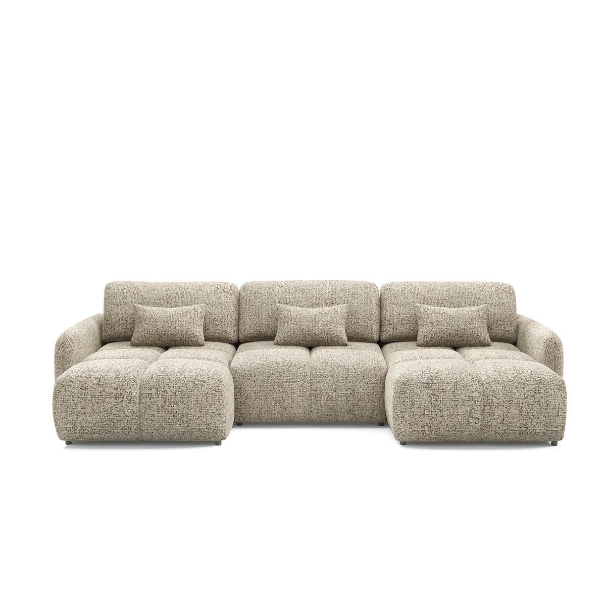 PANORAMASOFA 5 Sitzplätze Beige meliert - Beige, Holz (240/95/165cm) - Petits-meubles