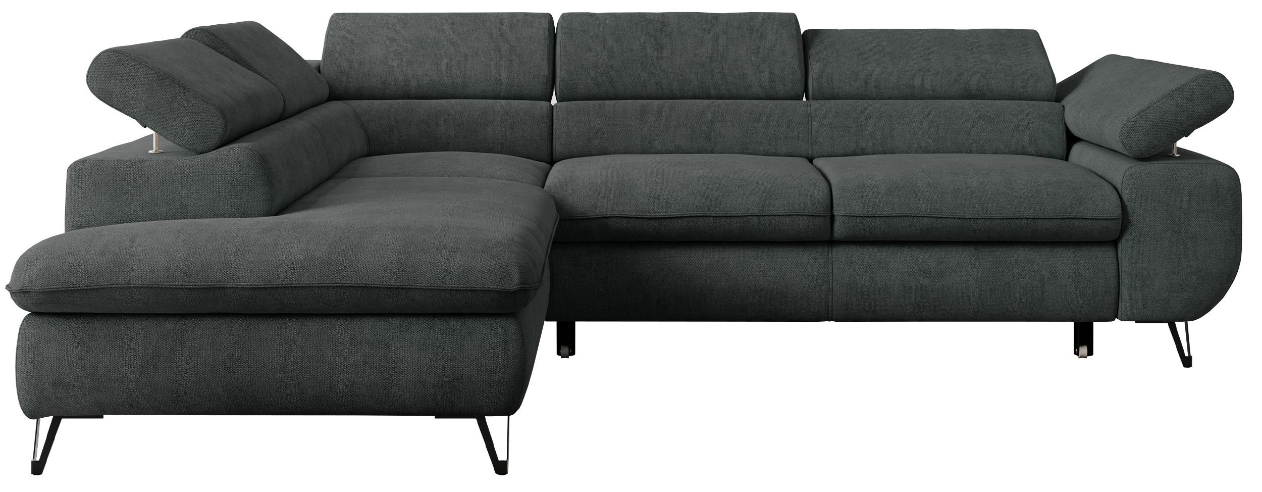 ECKSOFA PETER L Dunkelgrau Struktur - Links Seite - Dunkelgrau/Schwarz, Textil/Metall (208/273cm) - MKS