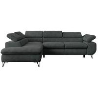 ECKSOFA PETER L Dunkelgrau Struktur - Links Seite - Dunkelgrau/Schwarz, Textil/Metall (208/273cm) - MKS