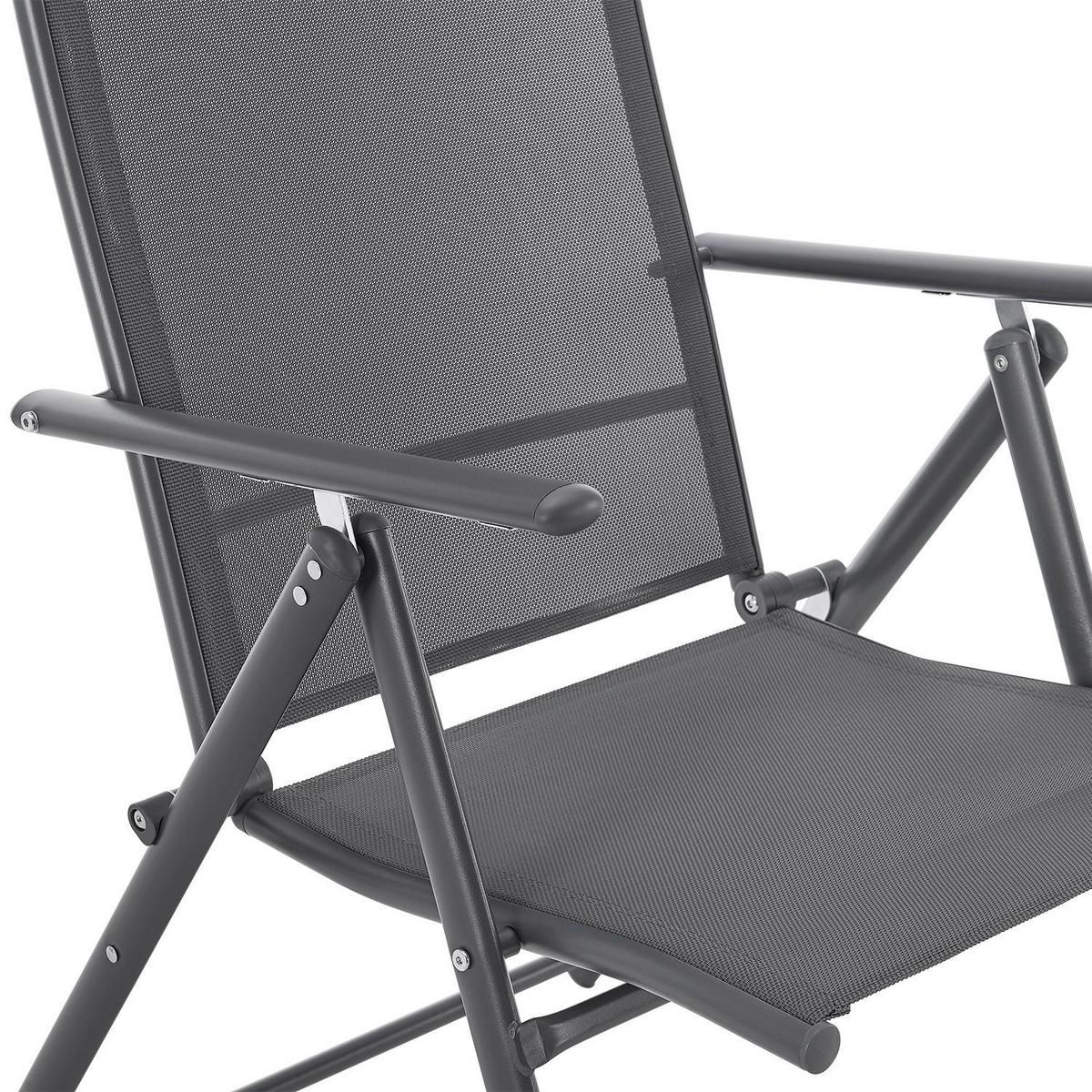 GARTENSTUHL Calena Anthrazit klappbar (2er Set) - Anthrazit, Metall (57/105/68cm) - Juskys