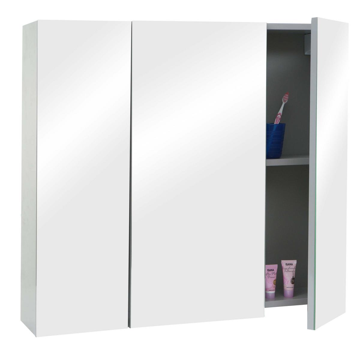 SPIEGELSCHRANK B19B Hochglanz Grau - Grau, Holz (80/70/16cm) - MCW