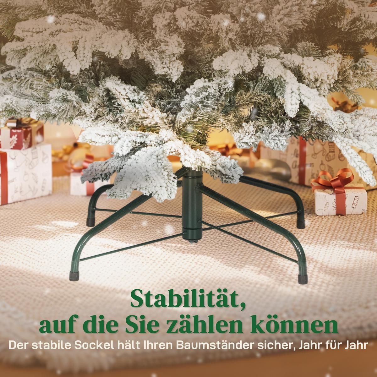 KÜNSTLICHER-WEIHNACHTSBAUM, 180cm Christbaum mit Schnee, 1815 Zweigen Grün - Grün, Kunststoff (180cm) - HOMCOM