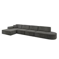 ECKSOFA Ottomane Links IREA-L3-v3 - 412x165x77 cm Ecru - Anthrazit, Holzwerkstoff/Textil (412/165cm) - ALTDECOR