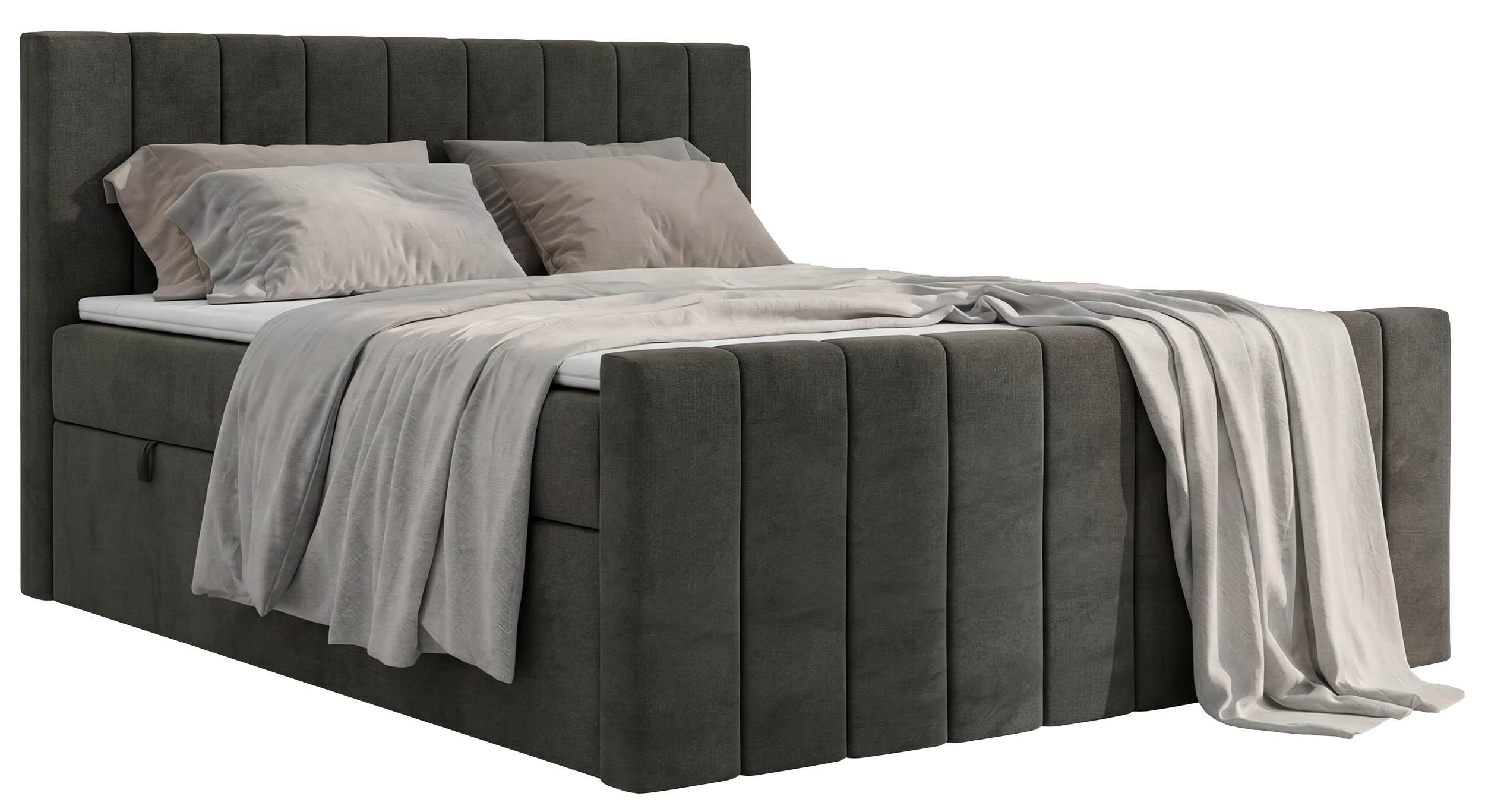 BOXSPRINGBETT ALVER DUO 200/200 - Dunkelgrau Velvet - H3 - Dunkelgrau, Textil (200/200cm) - MKS