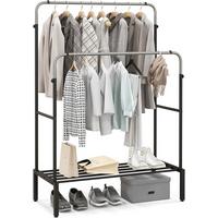 KLEIDERSTÄNDER 125cm Schwarz - Schwarz, Metall (108/125/50cm) - COSTWAY