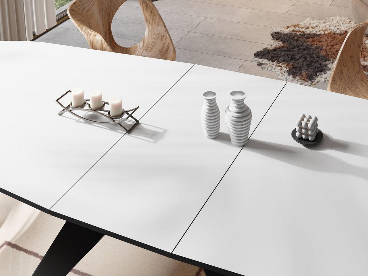 ESSTISCH Foster rechteckig ausziehbar, Weiß 160-198/80/76 cm - Schwarz/Weiß, Holzwerkstoff/Metall (80/200/76cm) - WFL GROUP