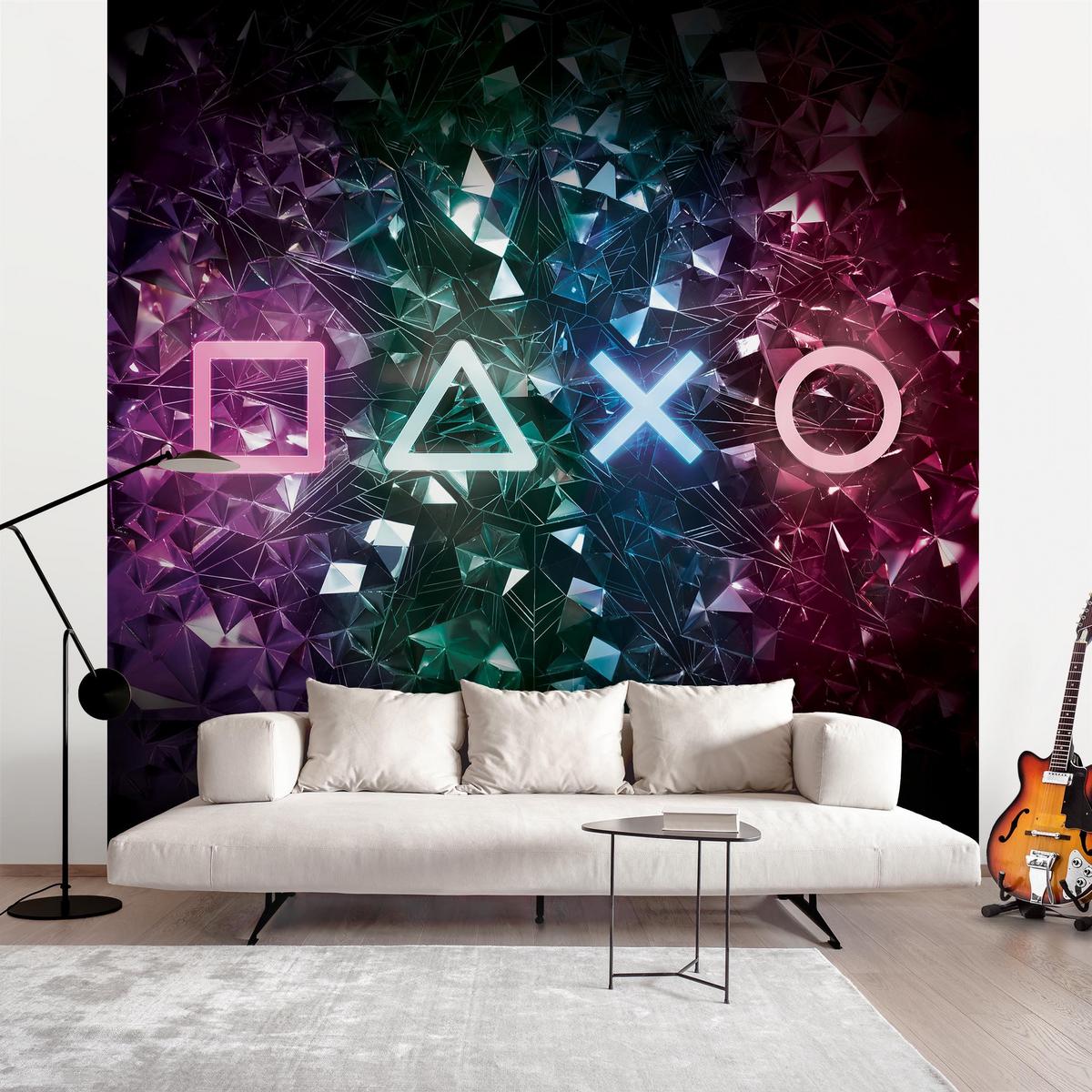 FOTOTAPETE Controller Symbole in Kristallen 240/240 cm - Multicolor, Papier (240/240cm) - Bilderwelten