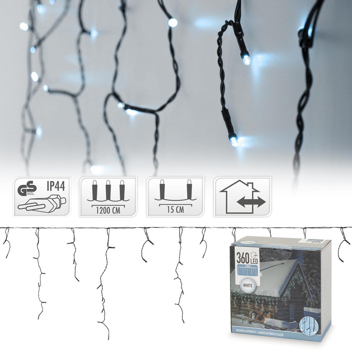 LICHTERKETTE Vorhang 1200 cm mit 360 LED Kaltweiß - Grün, Kunststoff (1200cm) - ECD-Germany