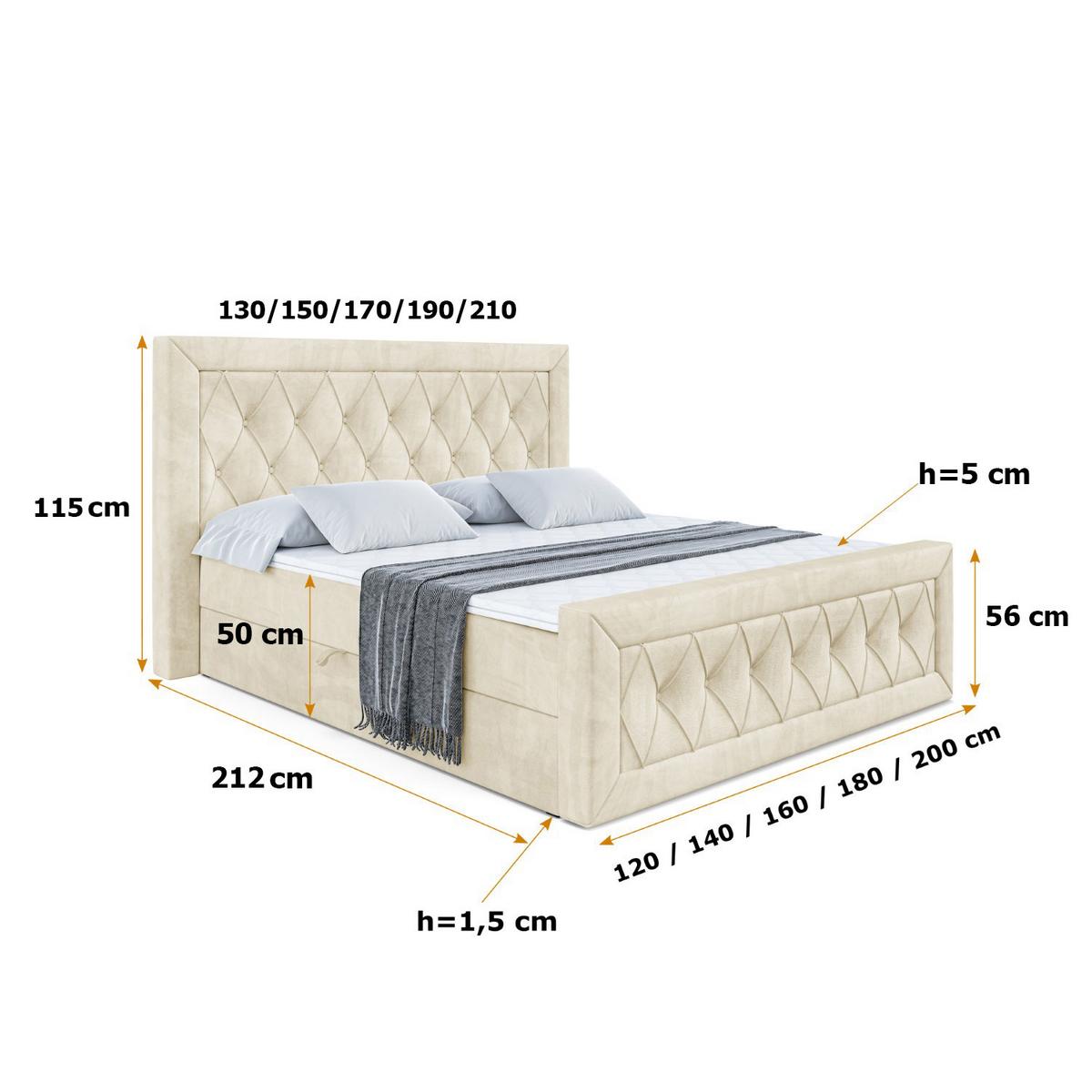 BOXBETT NOEL-Z - 140 x 200 - H3 - Beige - Beige, Holzwerkstoff (140/200cm) - ALTDECOR
