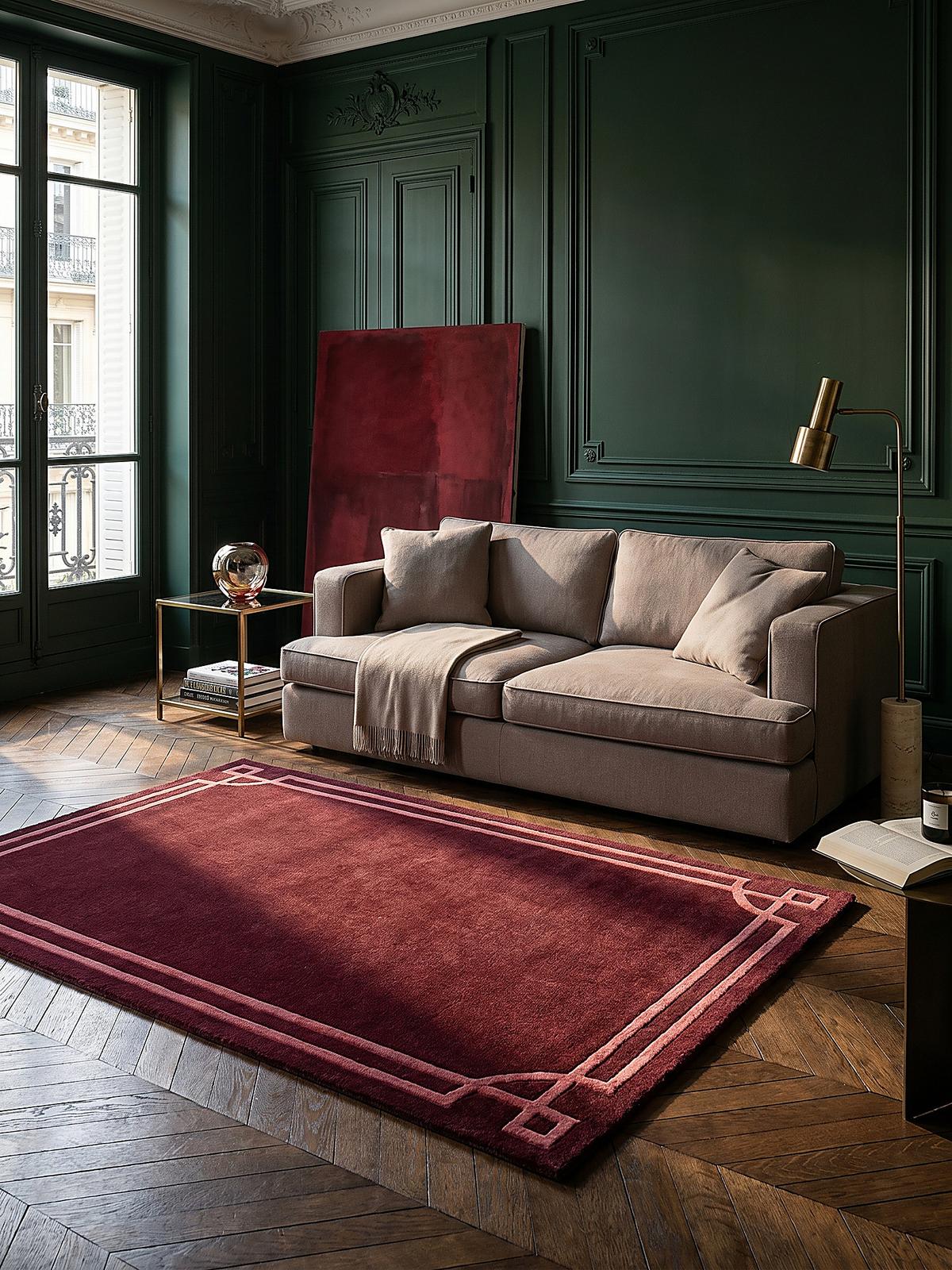 WOLLTEPPICH GLEN, mit Bordüre, Rot, 120 x 170 cm - Rot, Textil (170/120cm) - KADIMA DESIGN