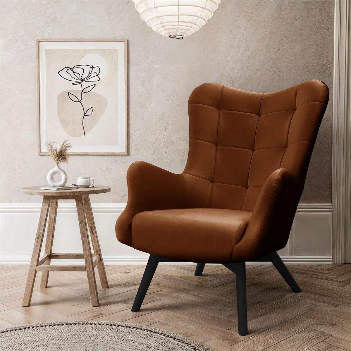 SESSEL SAND mit schwarzen Beinen - Schwarz/Braun, Textil (80/105/86cm) - Lookway