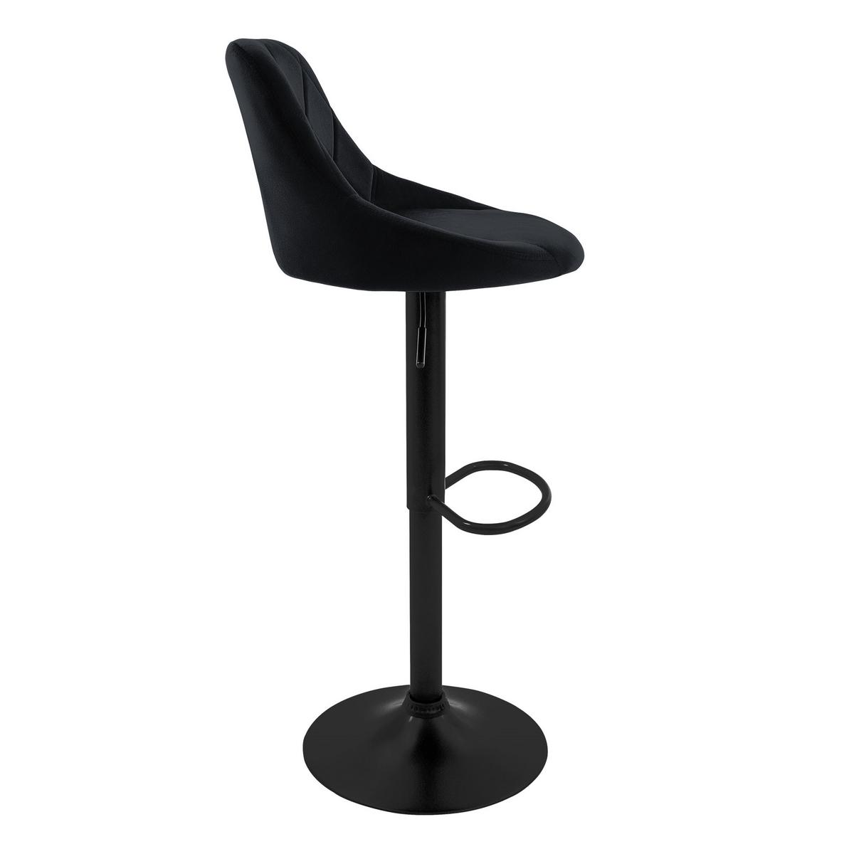 BARHOCKER 2er Set aus Samt Schwarz höhenverstellbar/drehbar - Schwarz, Metall (37/106/47cm) - ML-DESIGN