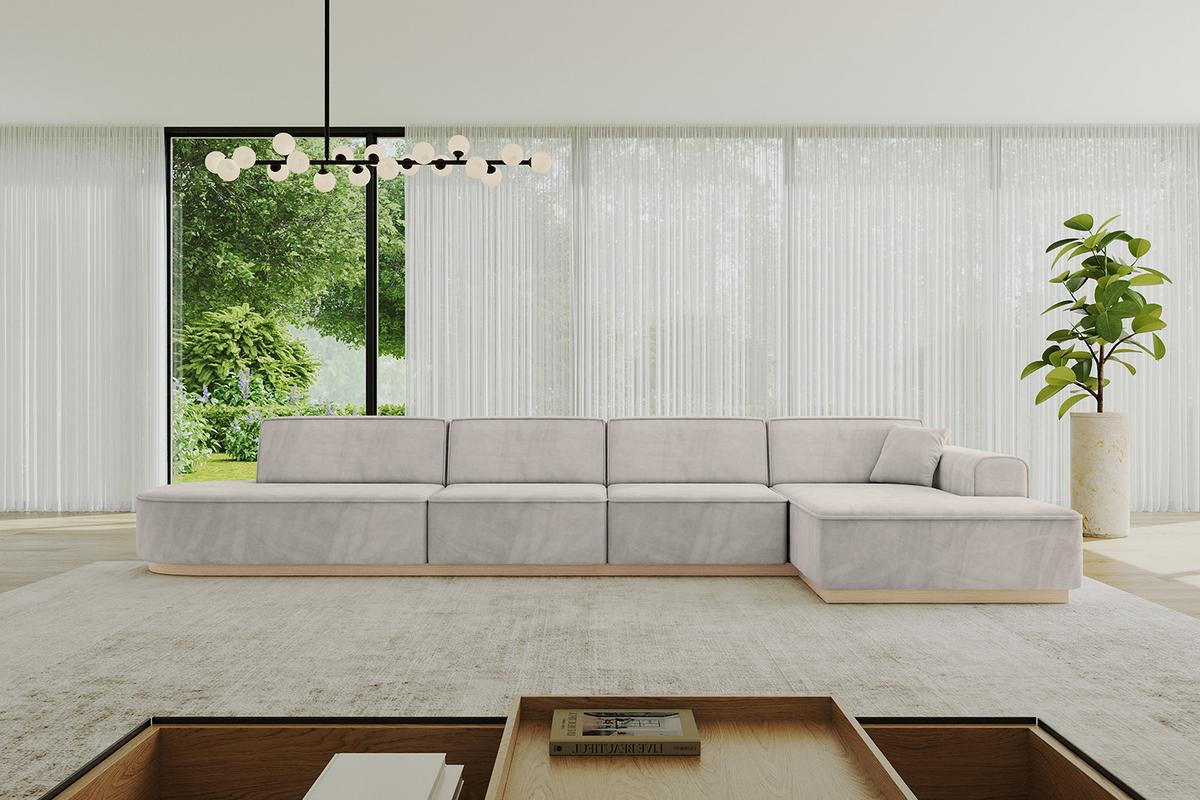 ECKSOFA Ottomane Rechts IREA-L3 - 413x171x83 cm Hellbraun - Hellbraun, Holzwerkstoff/Textil (171/413cm) - ALTDECOR