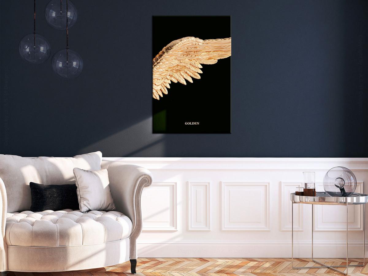 KUNSTDRUCK Schwarz 80/120 cm - Goldfarben/Schwarz, Textil (80/120cm) - KUNSTLOFT
