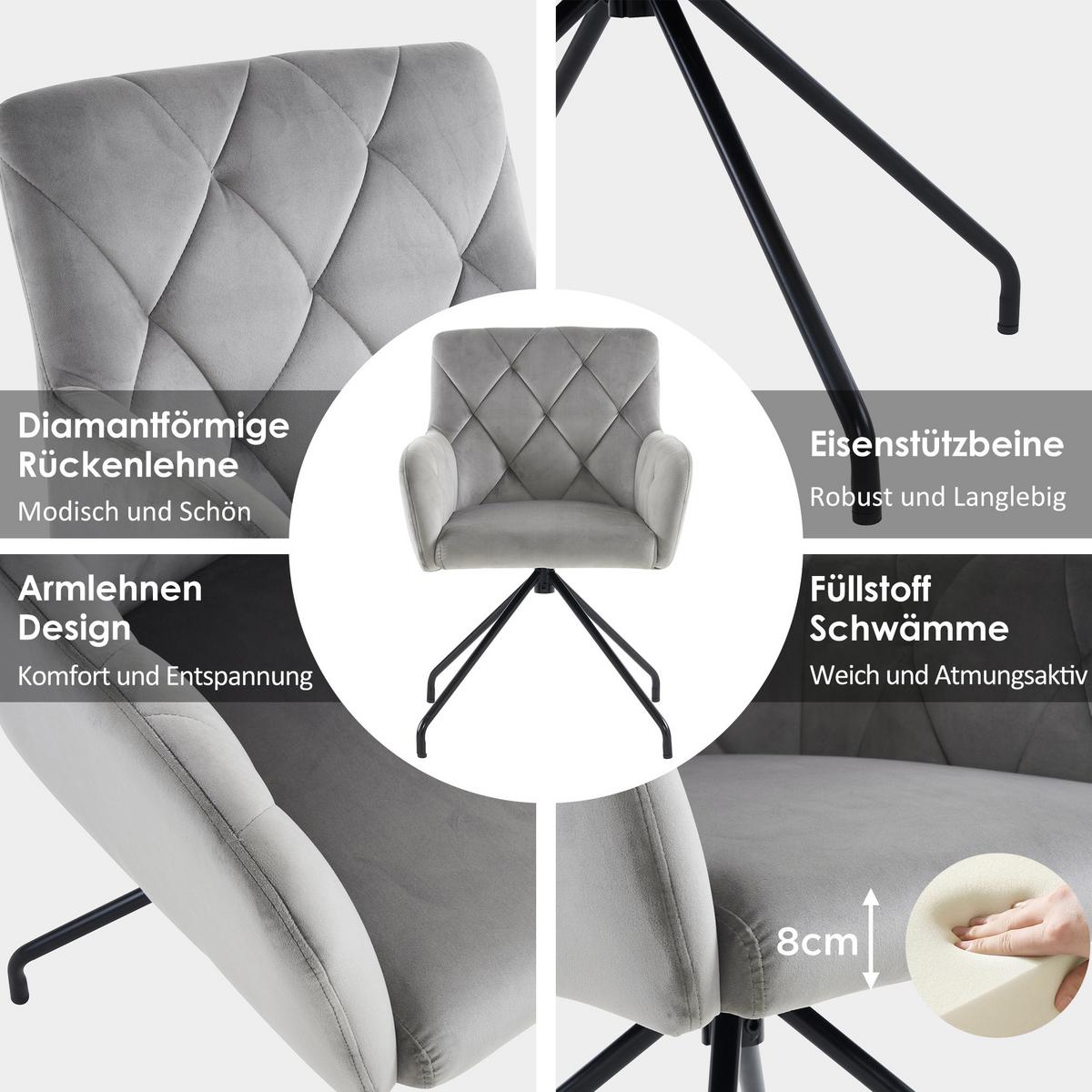 ESSZIMMERSTÜHLE Grey 2er-Set - Grau, Textil (60/58/60cm) - Urban Meuble