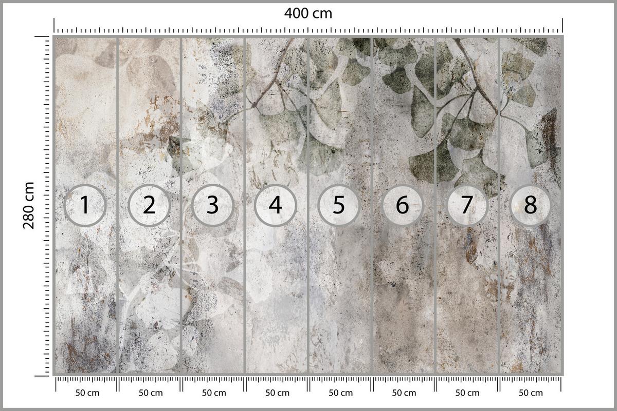FOTOTAPETE für Büro Vintage Blätter Beton Abstrakt Grau Retro 400x280 - Beige/Grau, Papier (400/280cm) - Muralo