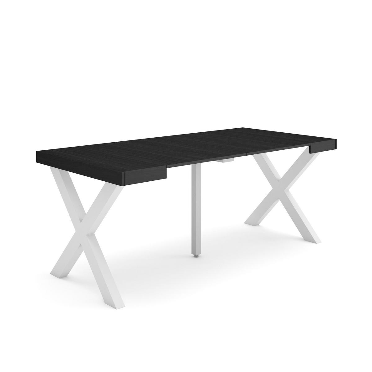 KONSOLENTISCH ausziehbar 58 bis 180cm, für 8 Gäste, schwarz, 90/58/73cm - Schwarz/Weiß, Holzwerkstoff (90/180/73cm) - Skraut Home