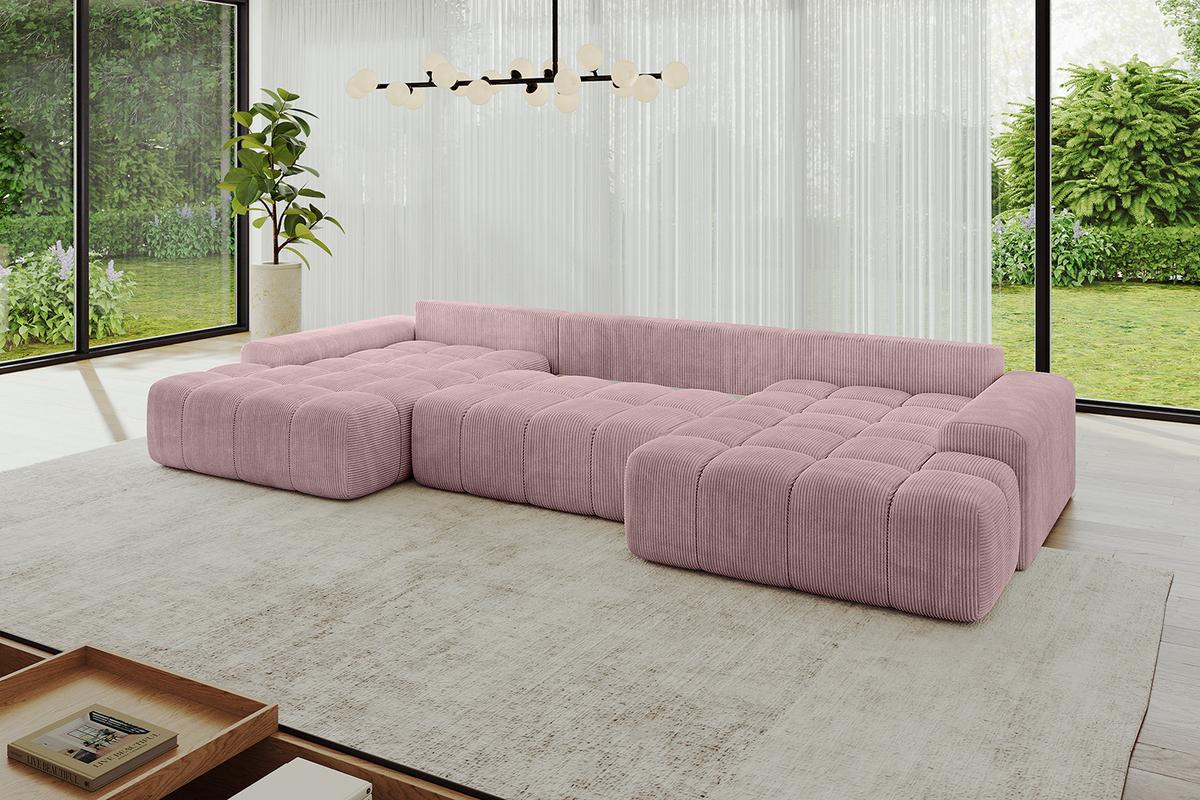 WOHNLANDSCHAFT ENSI-U - 353x164x69 cm Rosa - Rosa, Holzwerkstoff/Kunststoff (357/69/164cm) - ALTDECOR