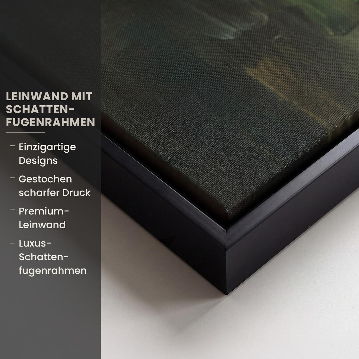 LEINWAND Bilder mit Rahmen - Hirsch - Gemalt - Geweih - Braun - 90x90 - Haselnussfarben, Textil (90/90cm) - MuchoWow