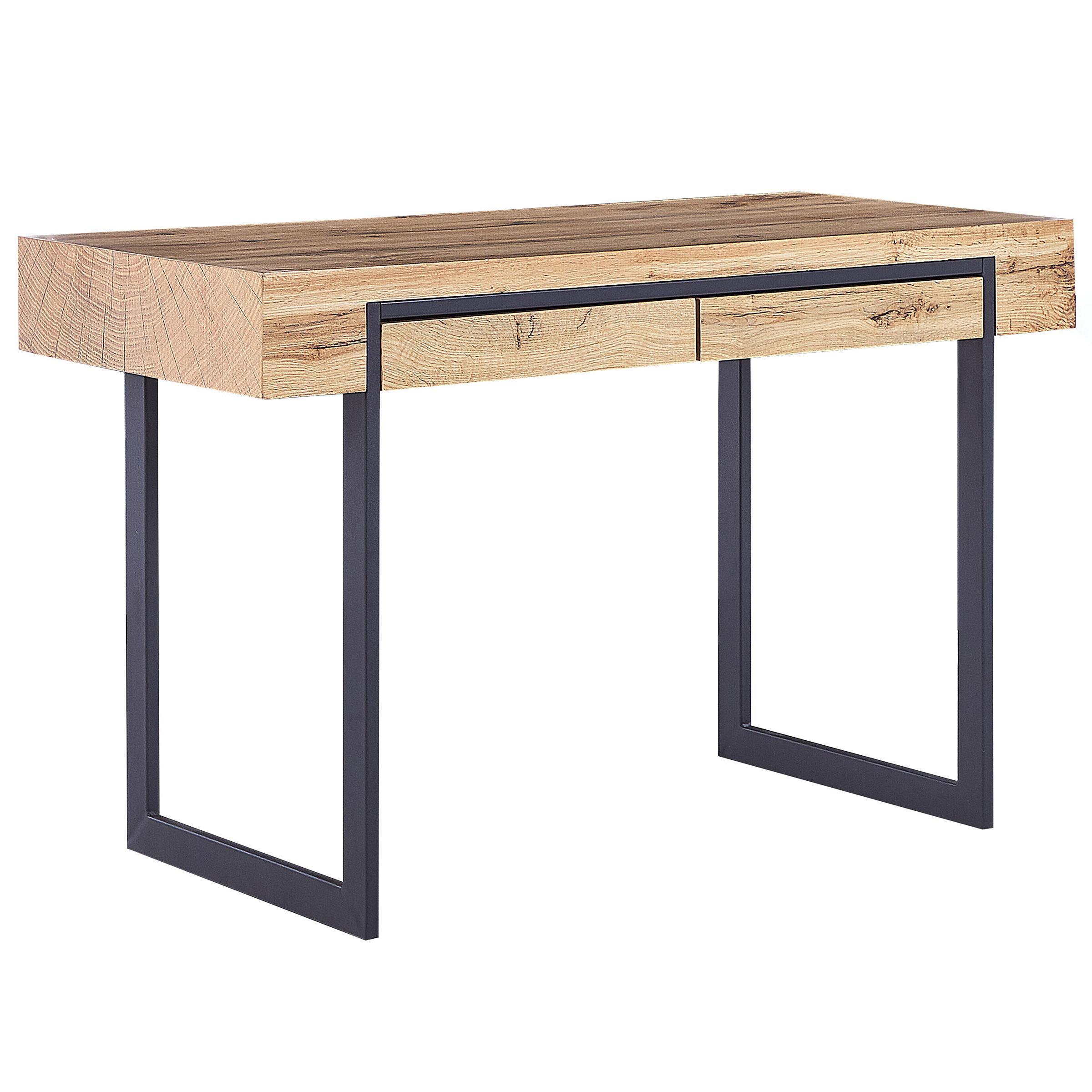 SCHREIBTISCH heller Holzfarbton/schwarz 120/55/76 cm Vida - Hellgrau, Holzwerkstoff (55/120/76cm) - Beliani