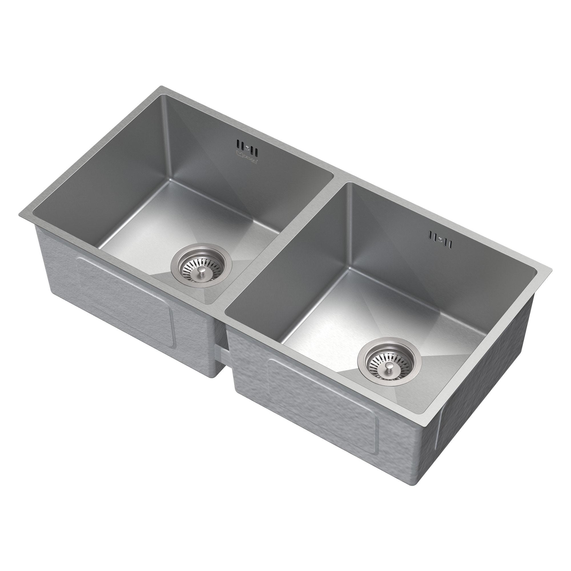 DOPPEL-SPÜLBECKEN aus Edelstahl 81,5x40 cm mit Siphon - Silberfarben, Metall (81.5/20/40cm) - ML-DESIGN