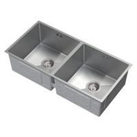 DOPPEL-SPÜLBECKEN aus Edelstahl 81,5x40 cm mit Siphon - Silberfarben, Metall (81.5/20/40cm) - ML-DESIGN