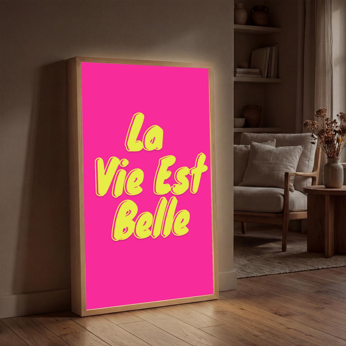 WANDLEUCHTE MIT AKKU Zitat - Retro - Rosa 60x90 cm - Pink, Holzwerkstoff (60/90/8cm) - OnlyWow