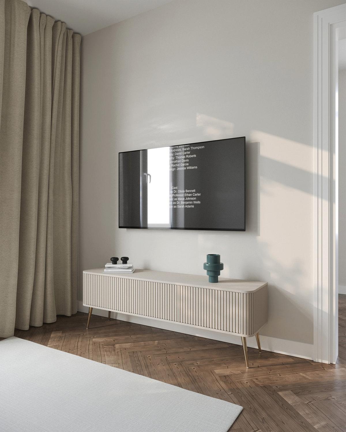 TV-LOWBOARD Ovarlo Greige mit goldenen Metallbeinen 163 cm - Taupe/Goldfarben, Holzwerkstoff/Metall (163.2/49.2/38cm) - Selsey