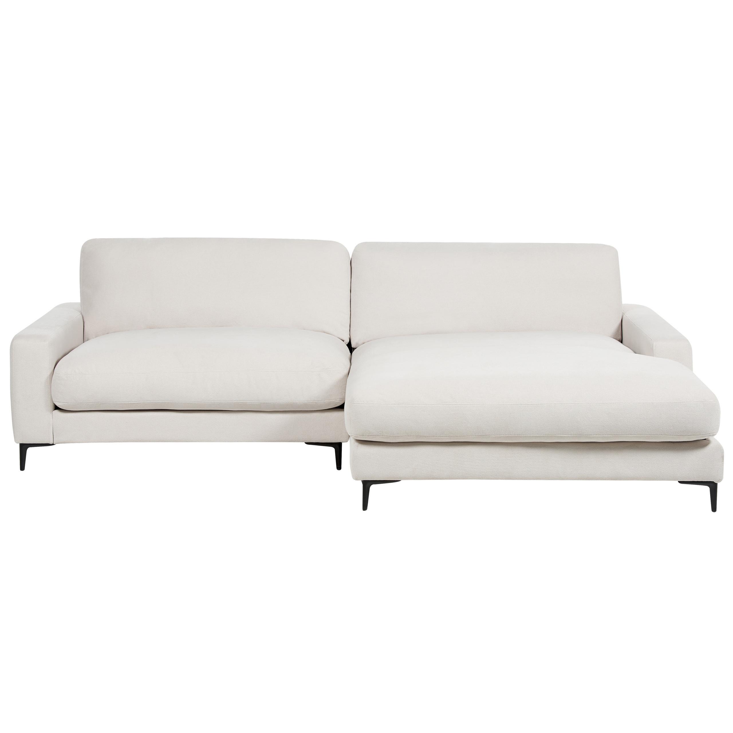 3-SITZER-ECKSOFA cremeweiß rechtsseitig Maloy - Schwarz/Weiß, Textil (272/189cm) - Beliani