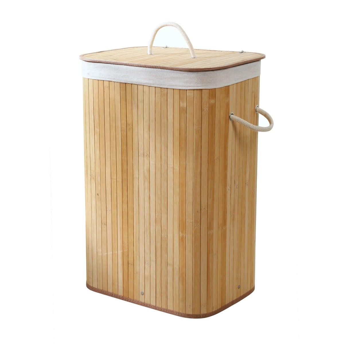 WÄSCHEKORB aus bambus 70l 40/30/60 cm - Eschefarben, Holzwerkstoff (30/60/45cm) - Calicosy