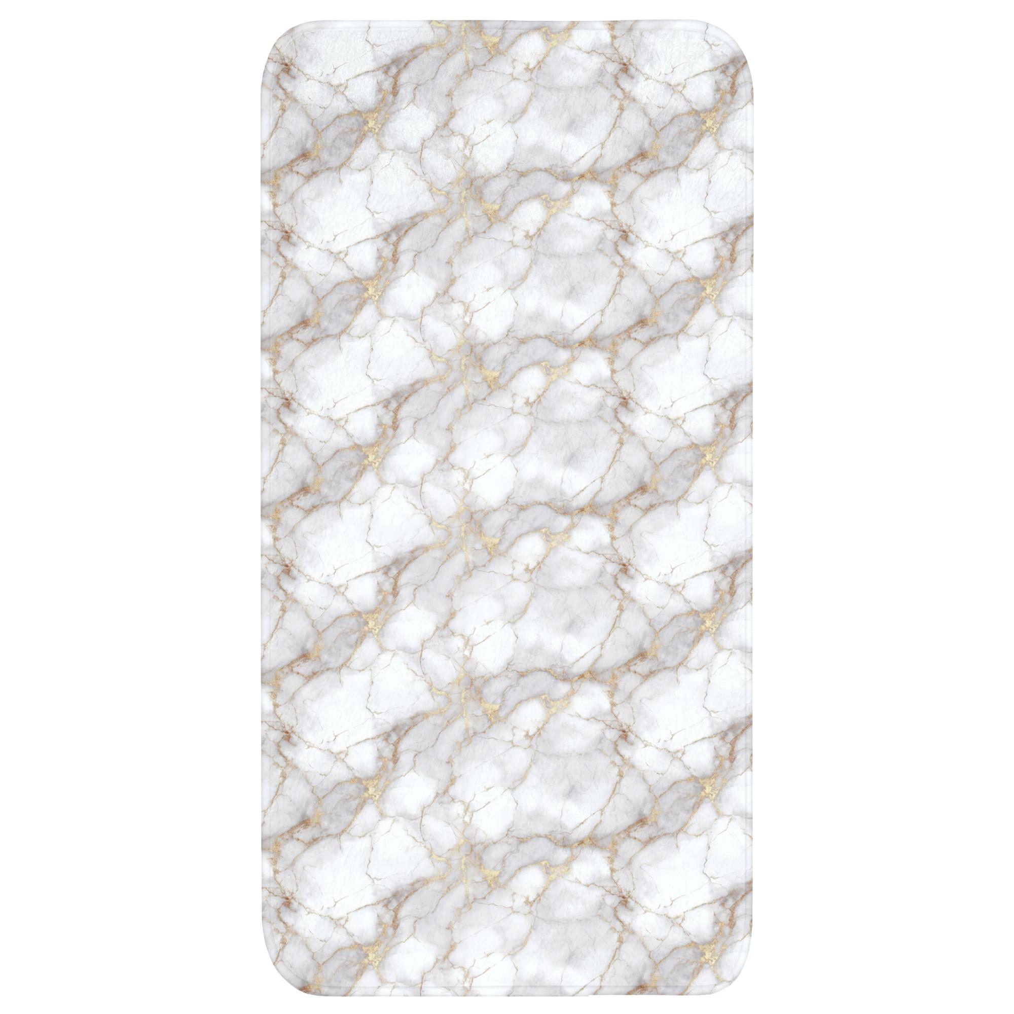 BADEMATTE Weiß - Gold - Marmor - Grau Badteppich 60x120 cm - Weiß, Textil (60/120cm) - OnlyWow