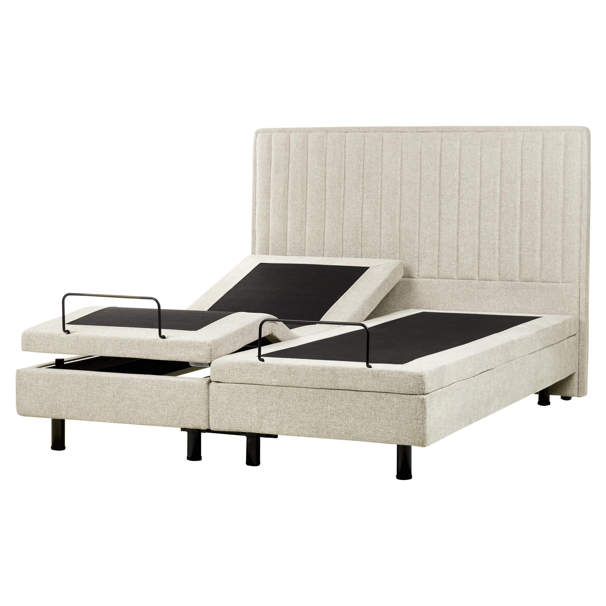 BETT 160/200 cm Beige Duke II - Beige/Schwarz, Textil (160/200cm) - Beliani