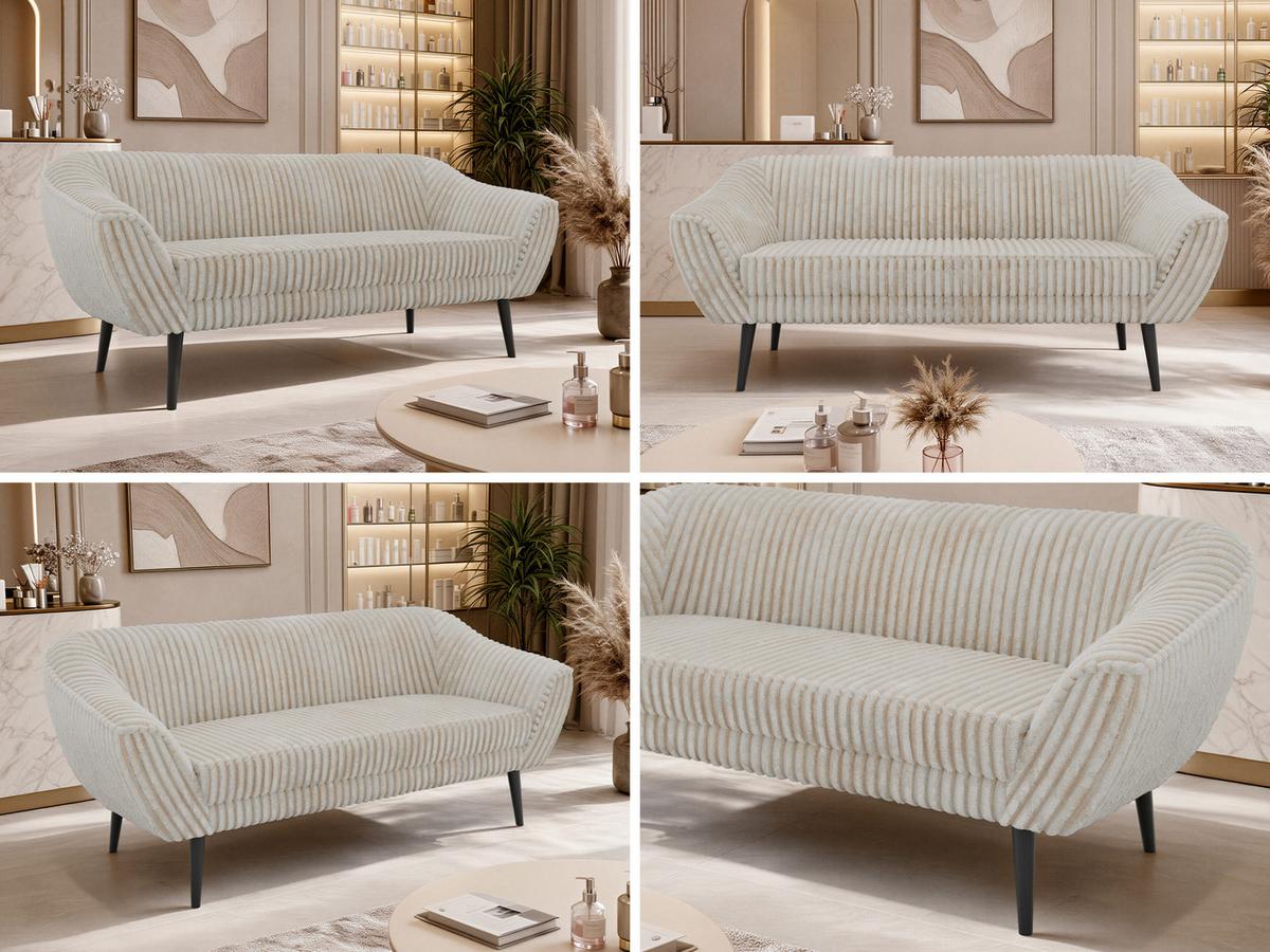 3-SITZER-SOFA PIRS - Beige Cord - Schwarze Beine - Beige/Creme, Holzwerkstoff/Textil (180/75/74cm) - MKS