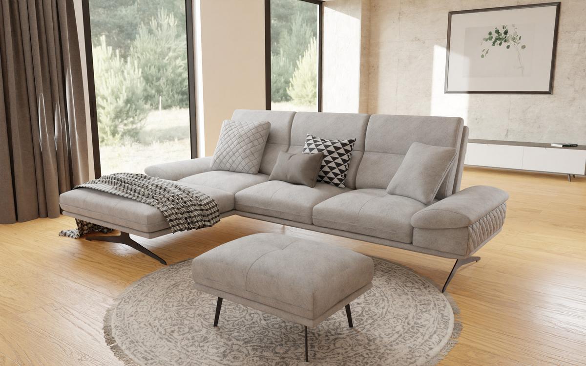 HOCKER Loris Grau Samt - Schwarz/Grau, Holz/Textil (83/47/62cm) - S-Style Möbel