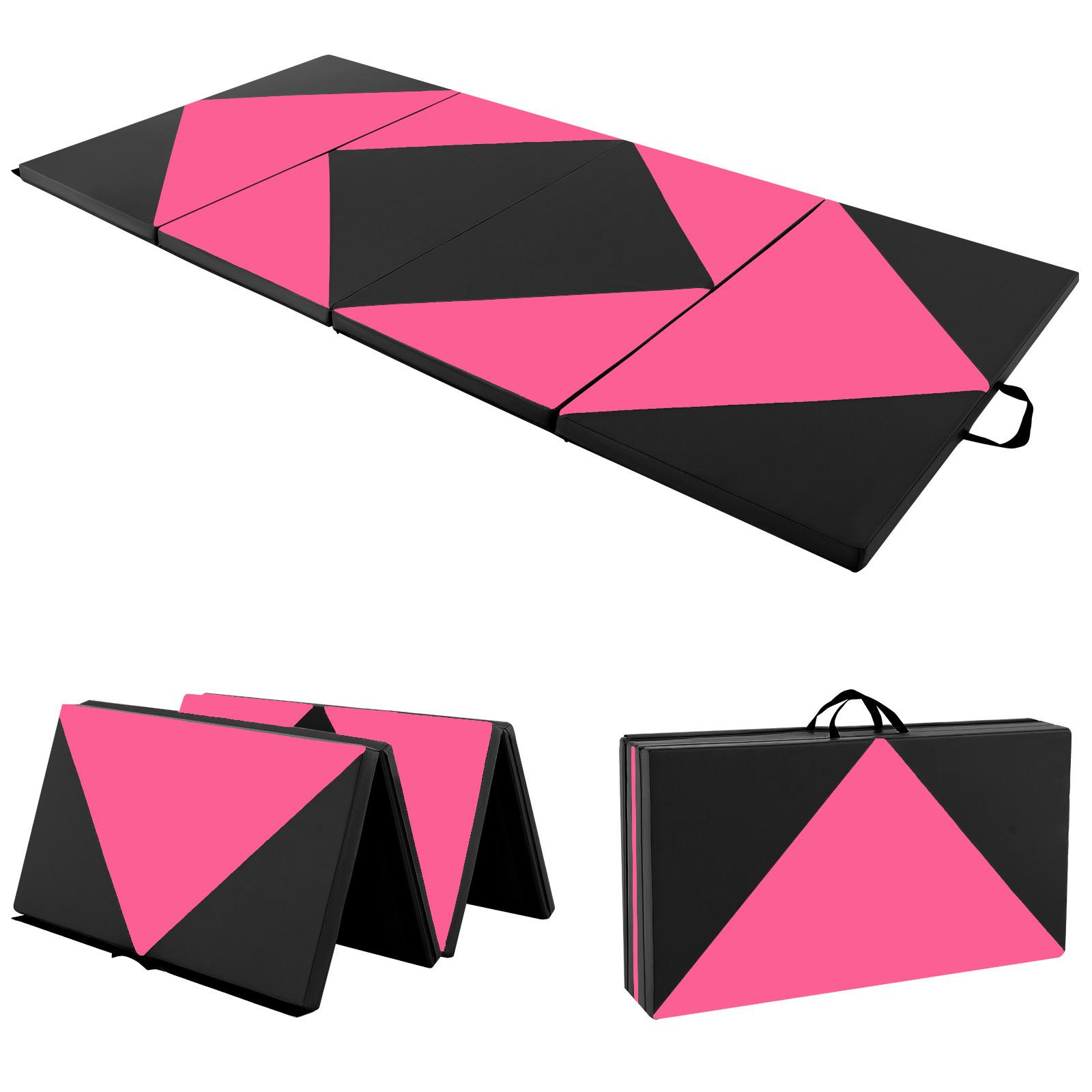 SPORTMATTE Rosa - Pink/Schwarz, Leder (240/120cm) - COSTWAY