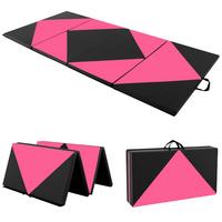 SPORTMATTE Rosa - Pink/Schwarz, Leder (240/120cm) - COSTWAY