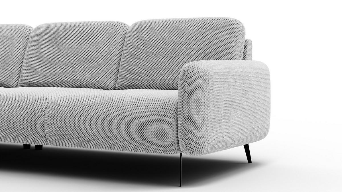 ECKSOFA FEBE 4-Sitzer links, hellgrau - Hellgrau/Schwarz, Holz/Textil (264/157cm) - Wozimo