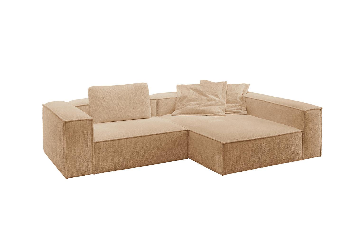 ECKSOFA CARMO Braun Flachgewebe - Schwarz/Braun, Kunststoff/Textil (306/191cm) - KAWOLA