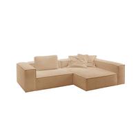 ECKSOFA CARMO Braun Flachgewebe - Schwarz/Braun, Kunststoff/Textil (306/191cm) - KAWOLA