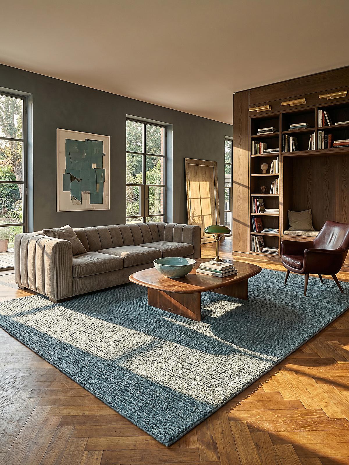 WOLLTEPPICH ALNE, einfarbig, Türkis, 120 x 170 cm - Blau, Textil (170/120cm) - KADIMA DESIGN