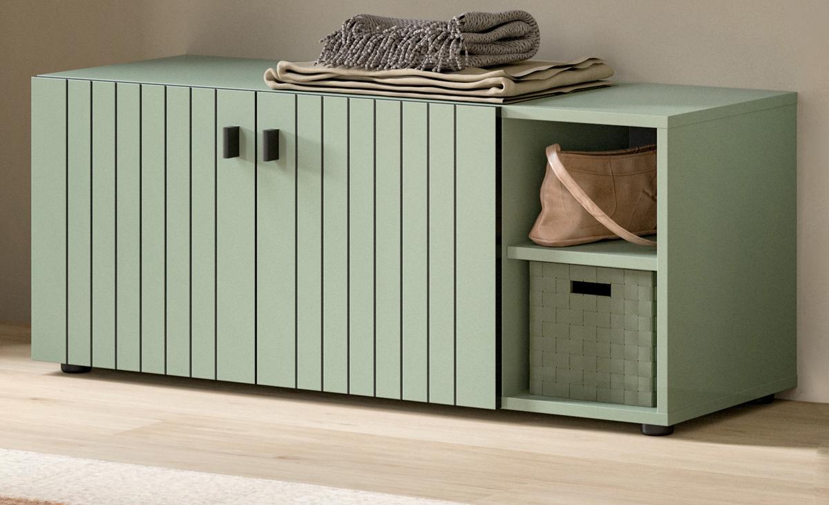 GARDEROBENBANK grün 106 cm, Garderobe Sitzbank mit Stauraum - Schwarz/Grün, Holzwerkstoff/Kunststoff (106/43/37cm) - Inn.Furn