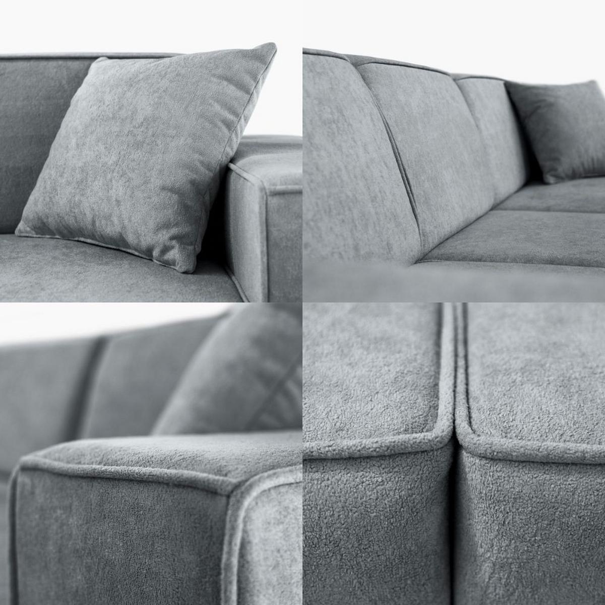 ECKSCHLAFSOFA mit Schlaffunktion Pedro L hellgrau links - Hellgrau/Schwarz, Kunststoff/Textil (267/160cm) - Beautysofa