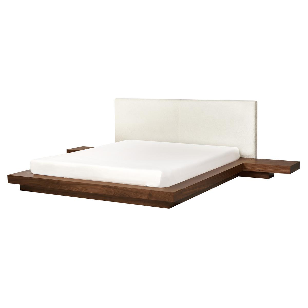 BETT mit Lattenrost 160/200 cm MDF-Platte Braun Zen - Braun, Holz (160/200cm) - Beliani