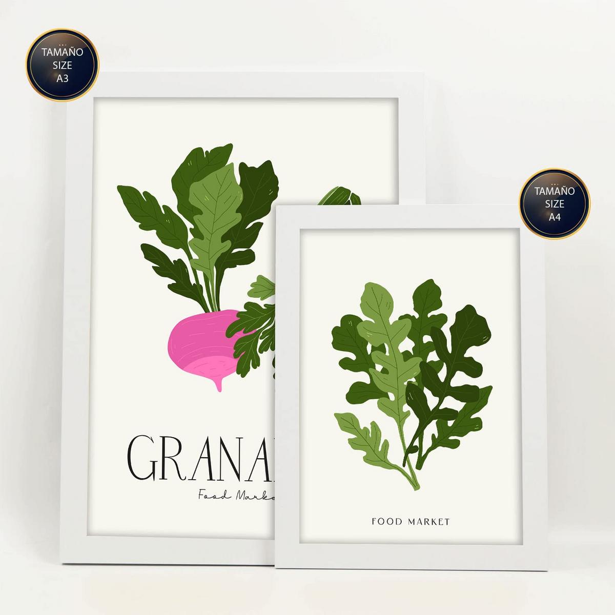 POSTER Set Mit 6 Lebensmittel Und Ernährungs Grünes Gemüse Natur Und Botanikdrucke Für Innenarchitektur A3 & A4 Weißer Rahmen - Weiß, Papier (29/3cm) - Nacnic
