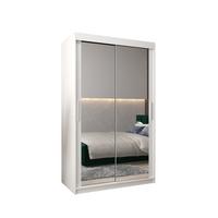 SCHWEBETÜRENSCHRANK 200/120/62 2-türig - Silberfarben/Weiß, Holz/Kunststoff (120/200/62cm) - MÖBEL KRYSPOL