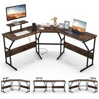 SCHREIBTISCH 91cm Braun - Braun, Holz (148/148/91cm) - COSTWAY