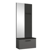 GARDEROBENSCHRANK MODULO 80,6/204/40 cm Modern Garderobe-Set Grau - Schwarz/Grau, Holzwerkstoff (80.6/204/40cm) - MASSENO