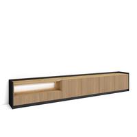 LOWBOARD, Eiche und Schwarz, 310/37/50cm, Led - Eichefarben, Holzwerkstoff (310/50/37cm) - Skraut Home
