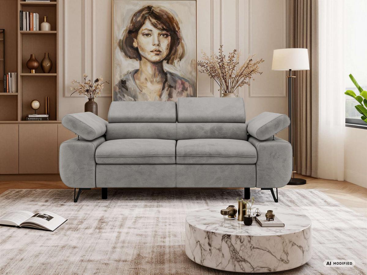 2-SITZER SOFA PETER - Hellgrau Velvet - Silberfarben/Hellgrau, Textil/Metall (200/76/99cm) - MKS
